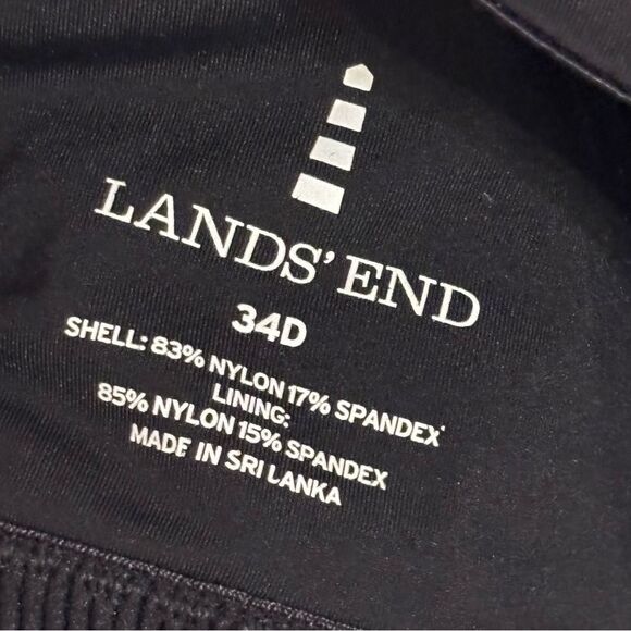 Lands' End | Women’s Black Sports Bra 34D Racerback 3 Prong Closure - Picture 12 of 15